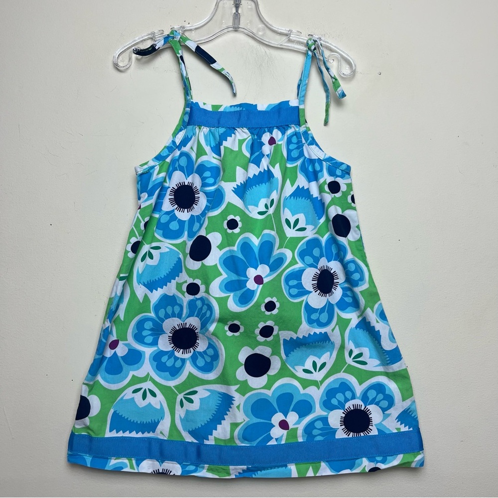 Hanna Andersson Girls Floral Pillowcase SunDress Size 90 3T Blue Green Tropical